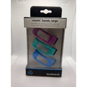GARMIN VIOFIT 3 Bands LARGE Blue, Teal,  Purple,  Solid Colors NIB Original Pack